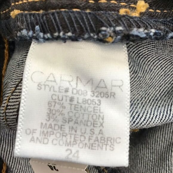 CARMAR Blue Bell Bottom Denim Jeans New Size 24 - Picture 8 of 11